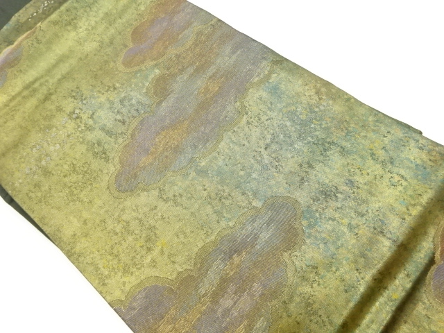 引箔雲に色紙散らし・松葉模様織出し名古屋帯